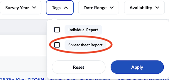 The "Tag" filter button switches between different types of reports.